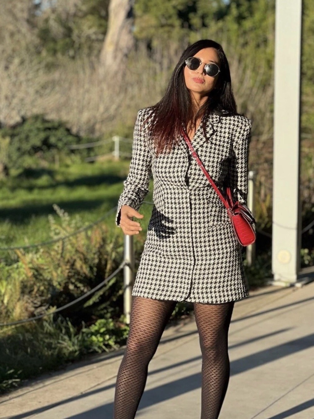 Zara Black and White Houndstooth Blazer Dress - Picture 4 of 5